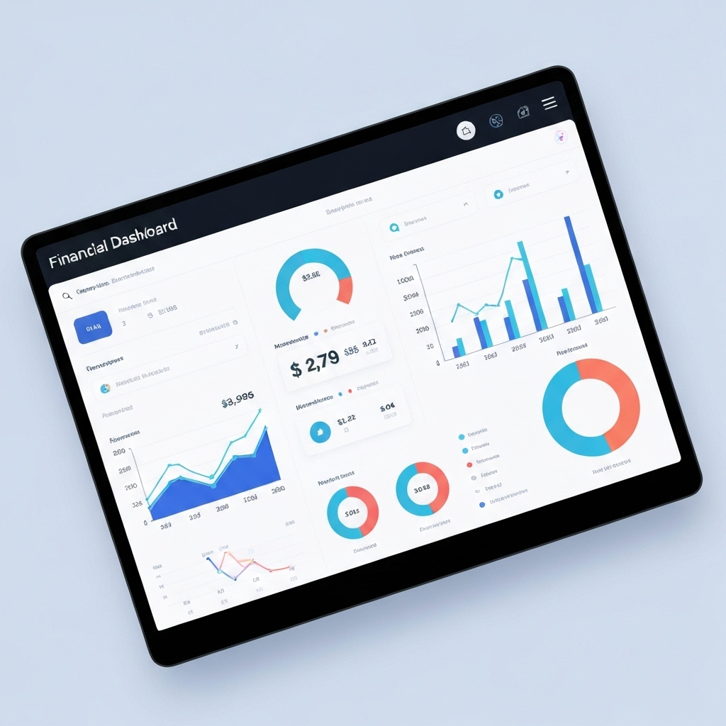 Financial automation dashboard showing real-time analytics and AI-powered insights